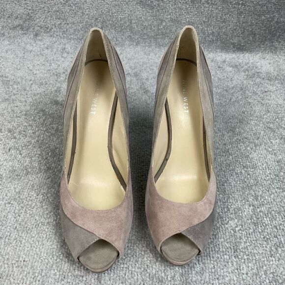 Nine West Panout Brown Suede Open Toe Pump Heels Women’s Size 9 - Picture 2 of 7